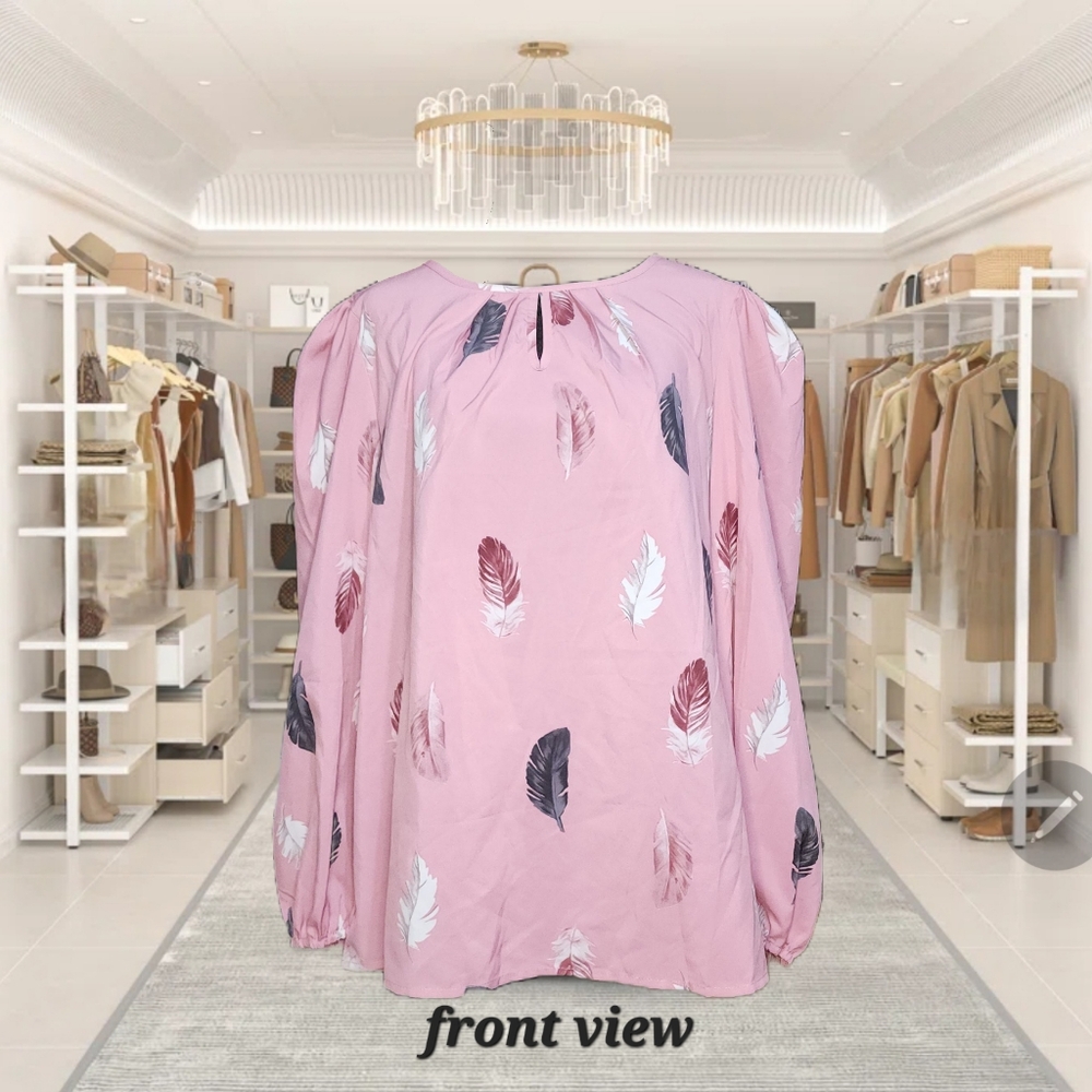 Pink feathered dress blouse